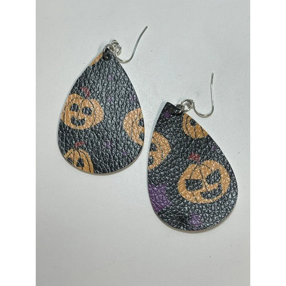 NEW Set of 4 Lightweight Faux Leather Halloween Earrings